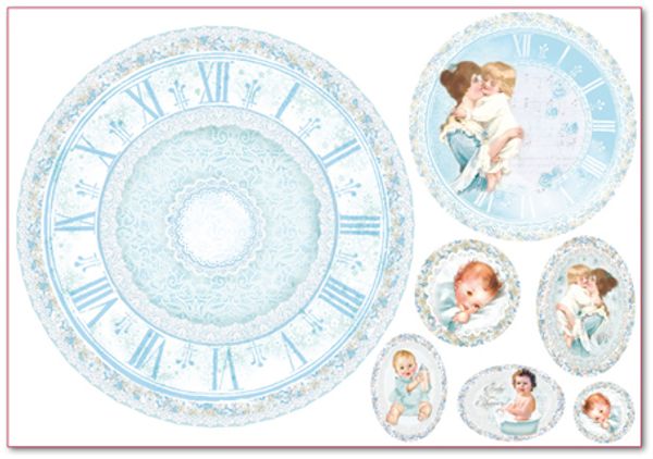Бумага рисовая 48х33 см, Часы для малыша, Stamperia, 1 лист