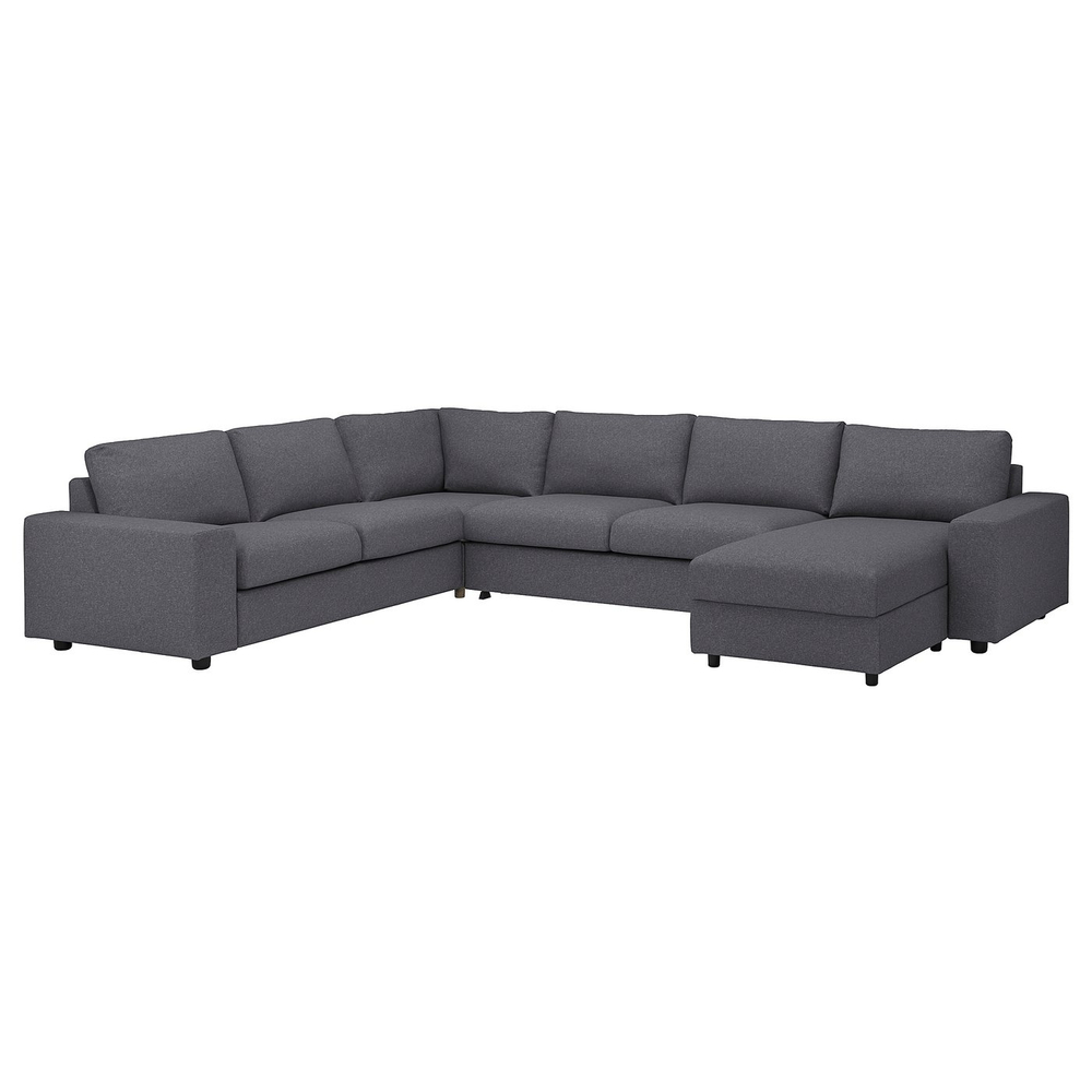 IKEA VIMLE  (ИКЕА ВИМЛЕ)  -  Чехол на угловой раскладной диван, 5-местный - с шезлонгом и широкими подлокотниками/Гуннаред серый