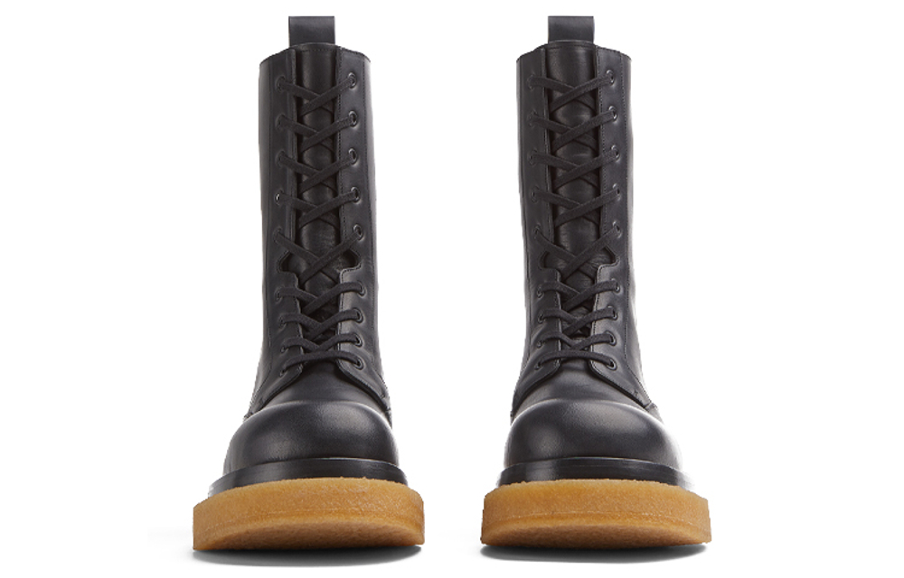 Bottega Veneta Military Calf Lace Up Boot Black