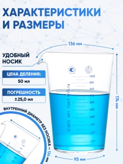 Мензурка лабораторная 1000 мл
