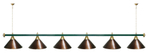Лампа STARTBILLIARDS 6 пл. (плафоны зеленые,штанга золотая,фурнитура золото)