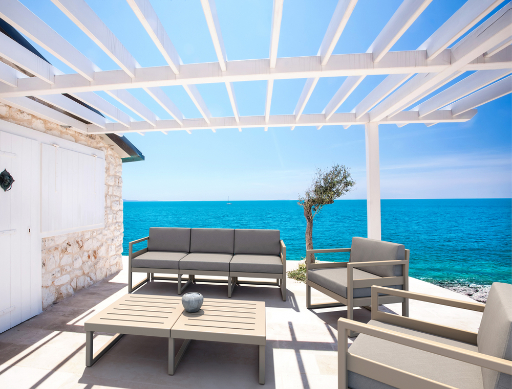 Комплект пластиковой мебели Siesta Contract Mykonos XL, бежевый, светло-коричневый