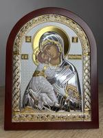 Владимирская БМ, икона арочная, красное дерево 206х275