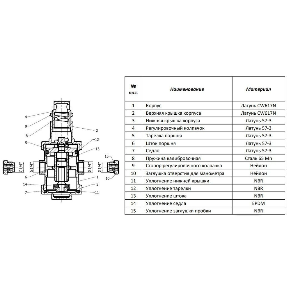 Редуктор давления PN25 2" вн/вн с выходом под манометр ROMMER (RVS-0008-000050)