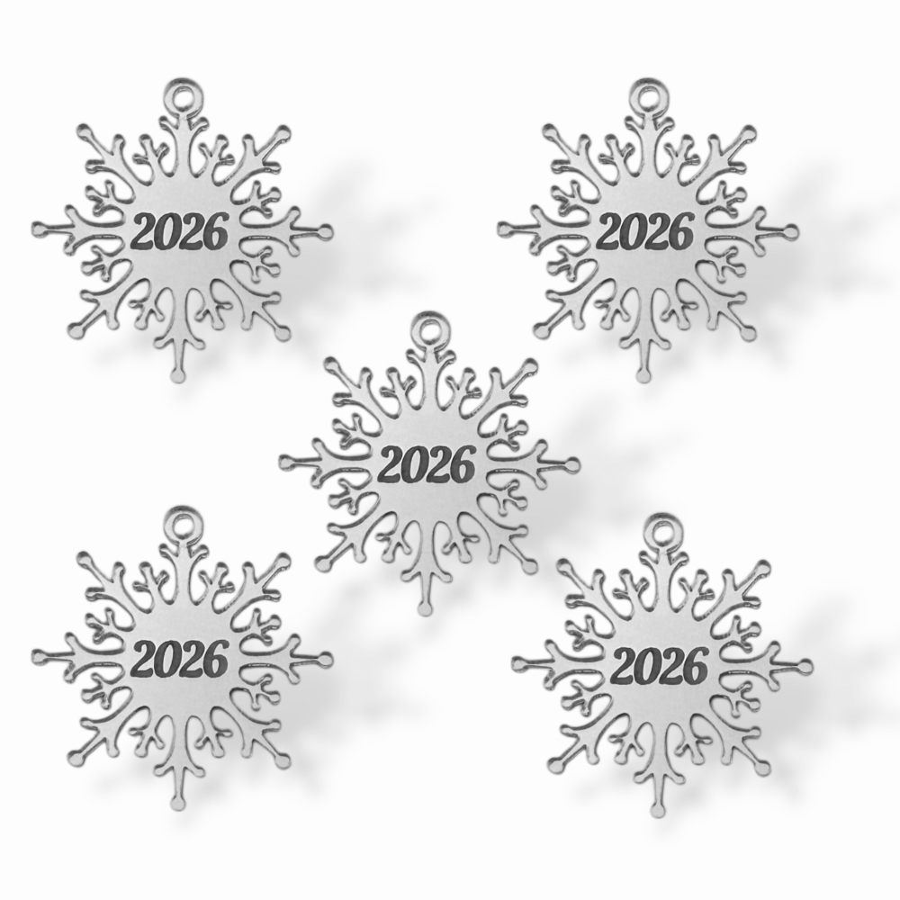 Топпер Бирка снежинка "2026" (4,5см) ТБ6157 5шт акрил