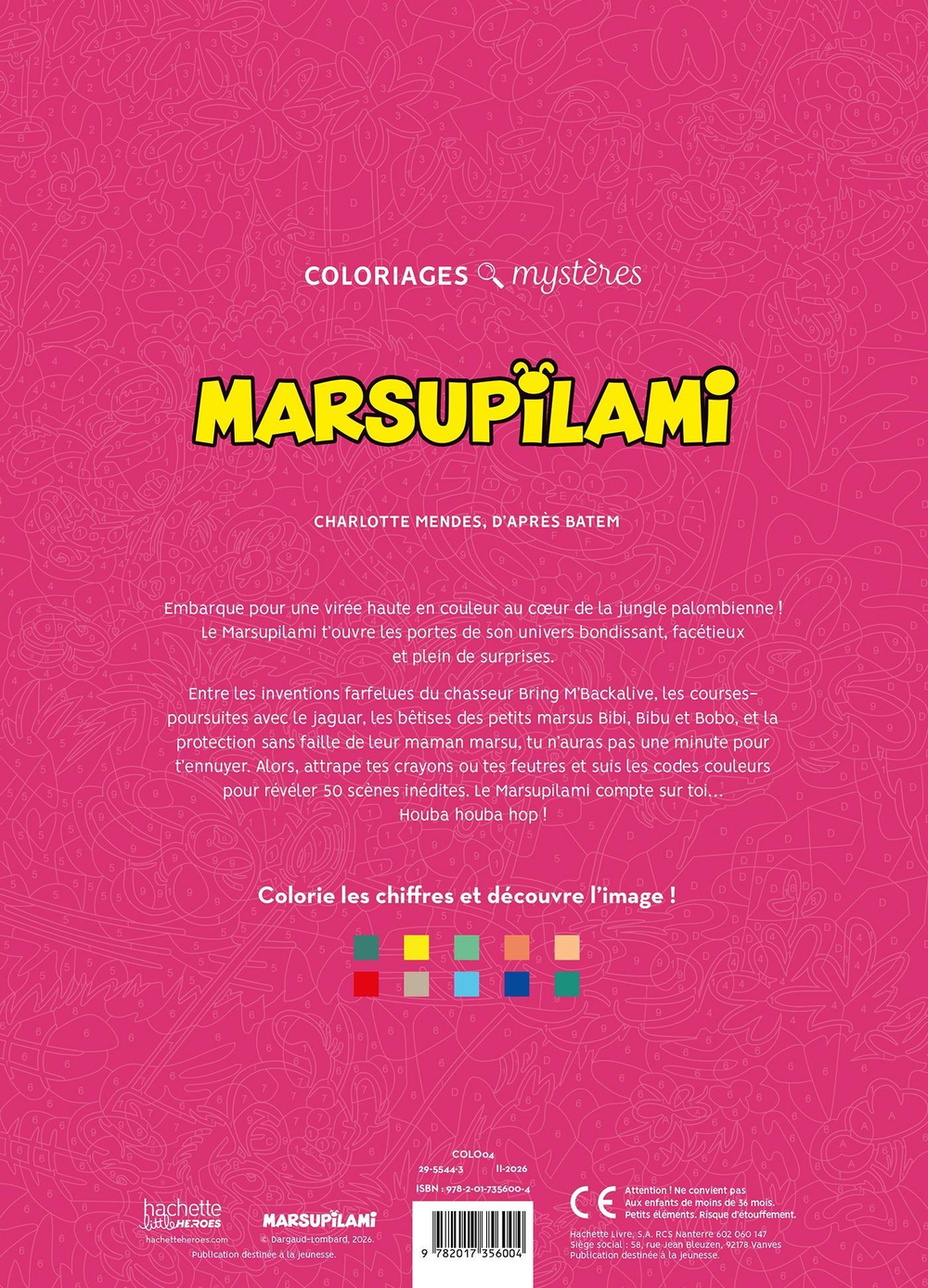 Раскраска по номерам Coloriages mystères - Marsupilami