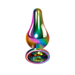 Радужная анальная пробка Rainbow Metal Plug Small - 9,4 см. (Цвет: разноцветный)