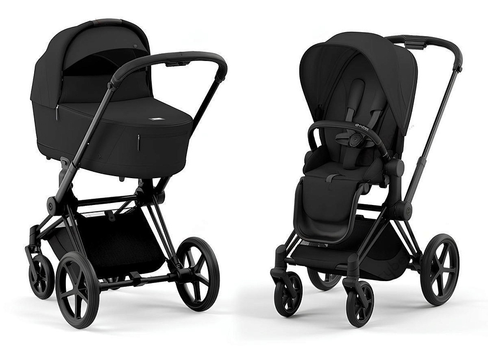 Коляска 3 в 1 Cybex Priam IV Matt Black complete и автокресло Aton S2 i-Size Lava Grey Sepia Black