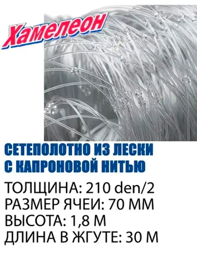 Сетеполотно Standart капрон 210d/2, яч. 70 мм, высота 1,8 м