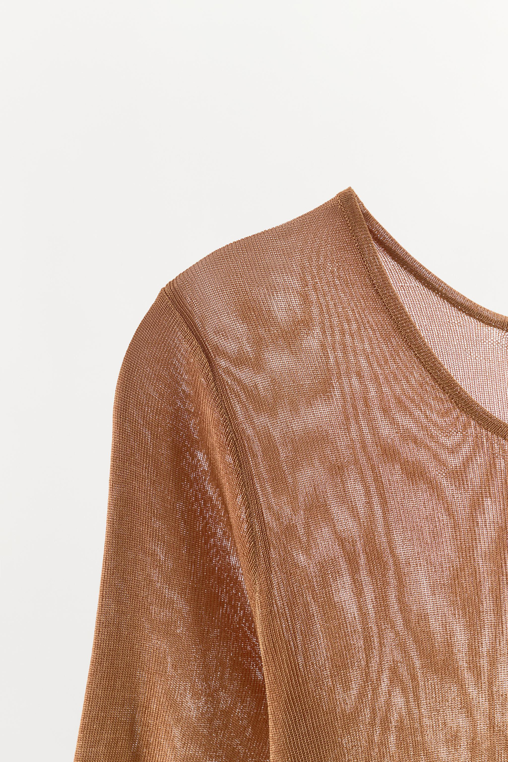 ТОП ИЗ ТОНКОГО ТРИКОТАЖА С РУКАВАМИ ДО ЛОКТЯ — ZARA
