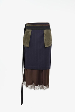 ZARA X JOHN GALLIANO ЮБКА-ПАРЕО ИЗ КОМБИНИРОВАННЫХ ТКАНЕЙ — LIMITED EDITION, ТЕМНО-СИНИЙ