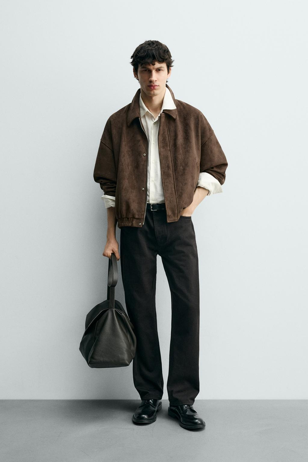 ZARA КУРТКА СВОБОДНОГО КРОЯ ИЗ ИСКУССТВЕННОЙ ЗАМШИ, КОРИЧНЕВЫЙ