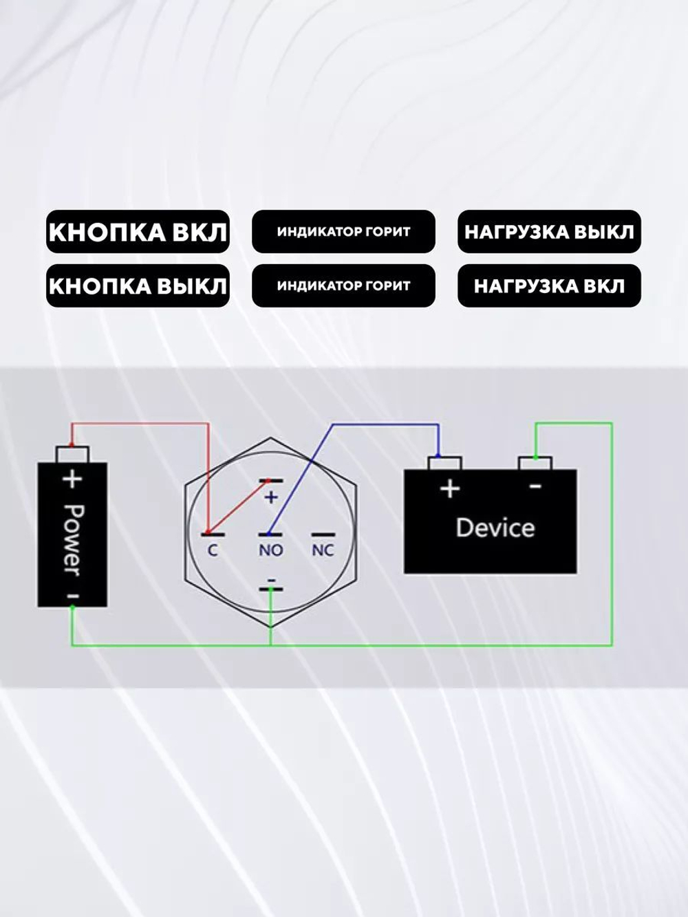 Кнопка металлическая, с индикатором, для монтажа на корпус (12-24 В, 22 мм)
