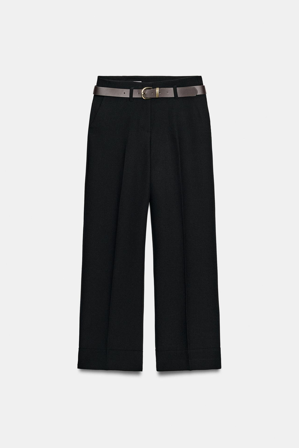 ZARA БРЮКИ С ОТВОРОТАМИ, ЧЕРНЫЙ