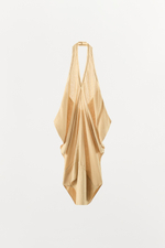 МИНИ-ПЛАТЬЕ С ГОРЛОВИНОЙ ХАЛТЕР ИЗ СМЕСОВОГО ЛЬНА — ZARA