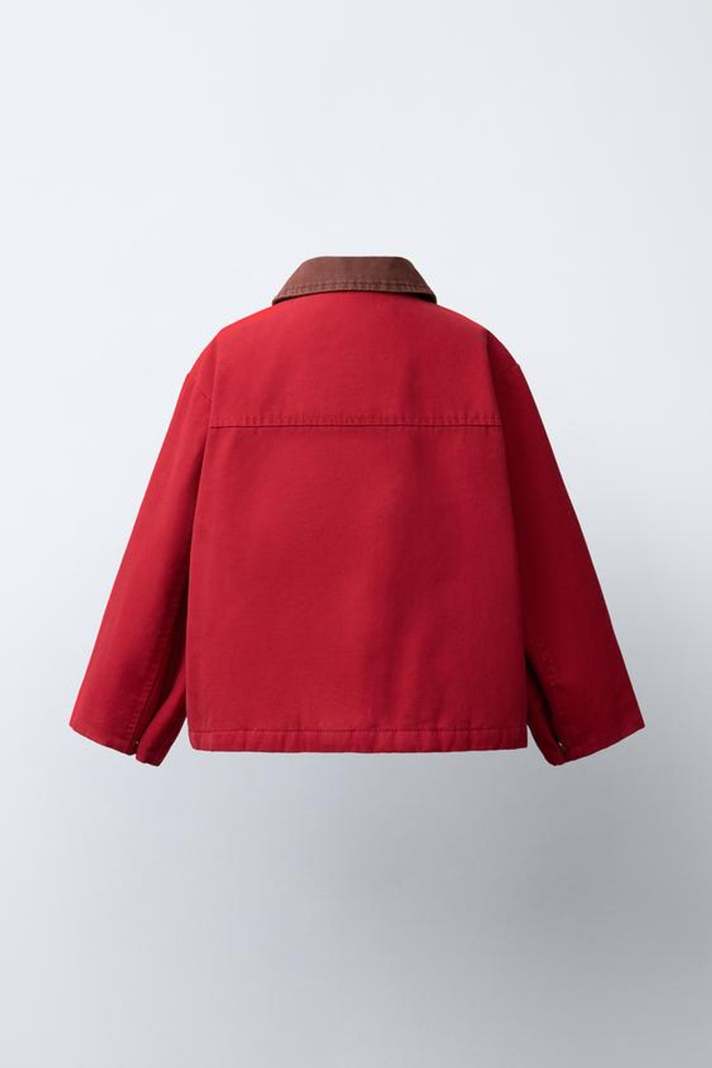 ZARA КУРТКА CANVAS С КОНТРАСТНЫМ ВОРОТНИКОМ, КРАСНЫЙ