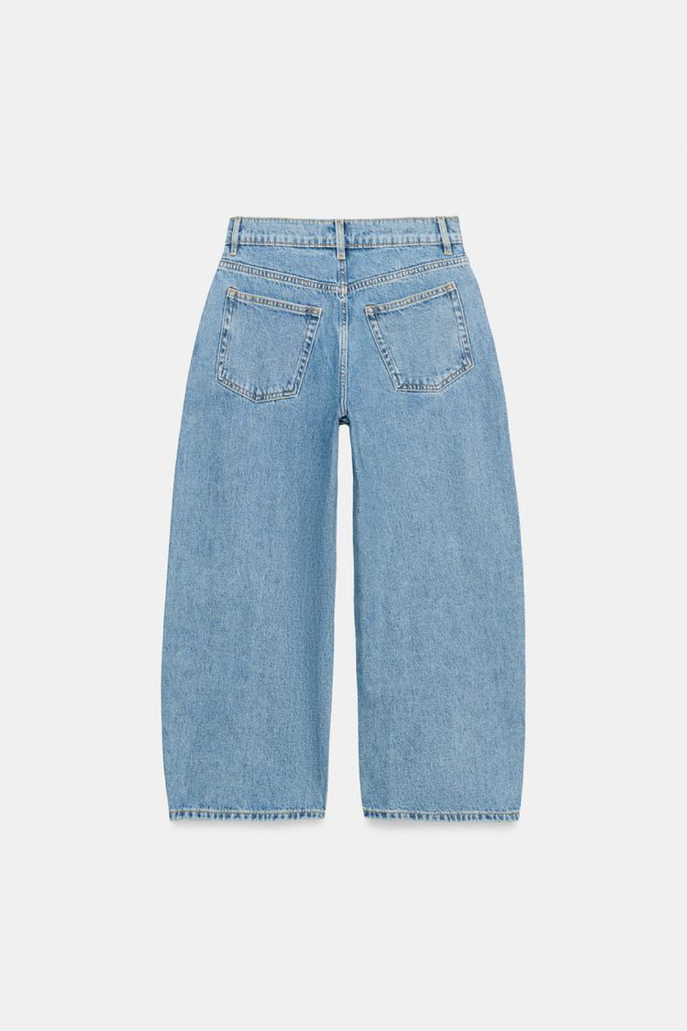 ZARA ДЖИНСЫ КАПРИ BALLOON СО СРЕДНЕЙ ПОСАДКОЙ — ZW COLLECTION, СИНИЙ