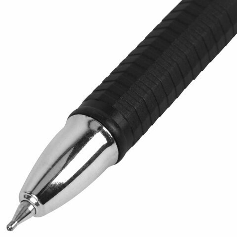 Ручка шариковая масляная BRAUBERG "Techno-X 925", 1шт, СИНЯЯ, корпус черный, серебристые детали, линия 0,5 мм, 144224