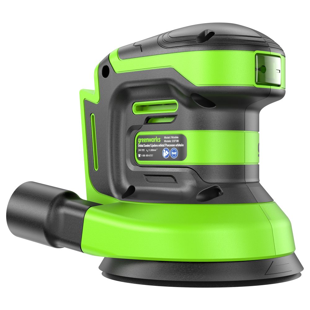 Эксцентриковая шлифмашина акк. Greenworks OS325, 24V, 125 мм, 5000-8000-11000 об/мин, амплитуда 2.4 мм, без АКБ и ЗУ (3100907)