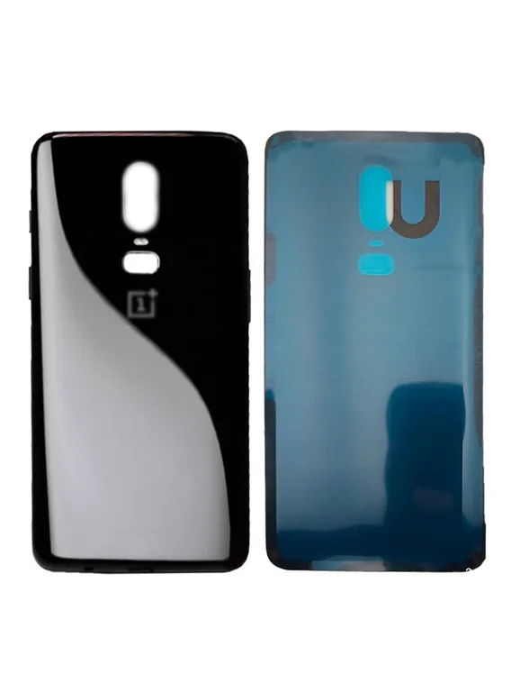 Задняя крышка для OnePlus 6 черная глянцевая (Mirror Black) без стекла камеры