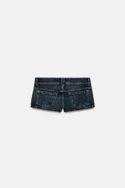 ZARA ДЖИНСОВЫЕ МИНИ-ШОРТЫ TRF С НИЗКОЙ ПОСАДКОЙ, СИНИЙ