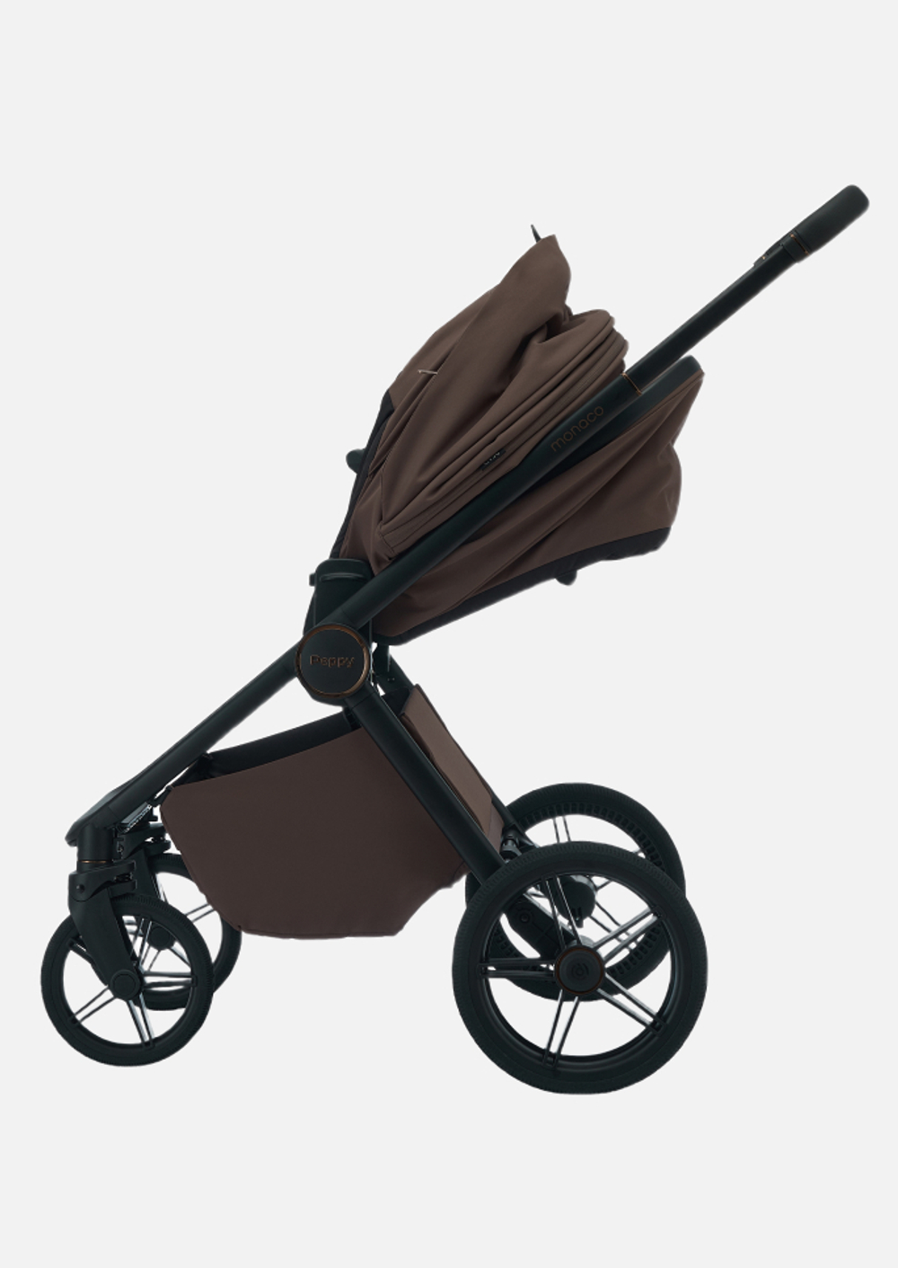 Peppy Коляска детская Monaco Plus 2 в 1 Brownie (коричневый), рама черная