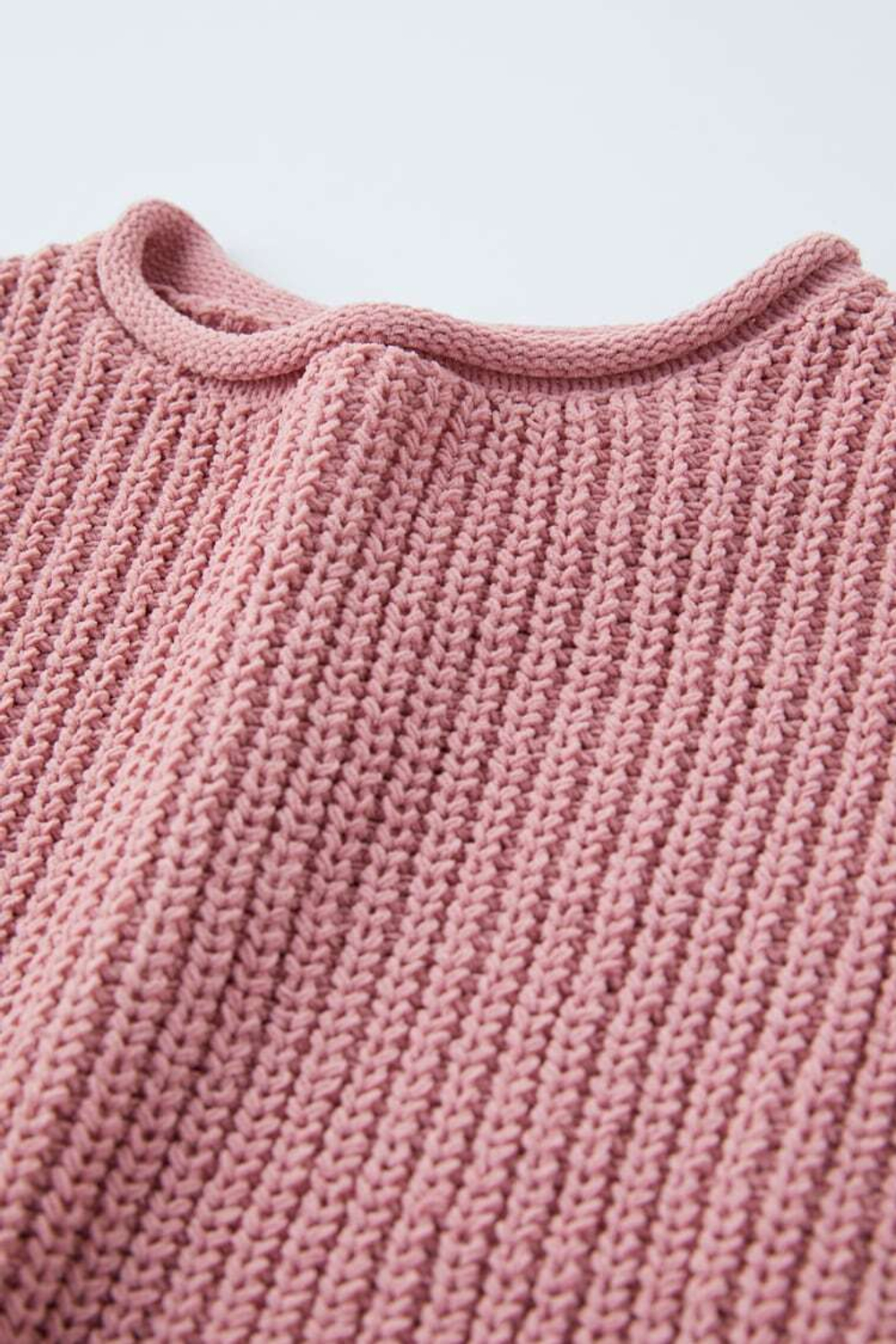 ZARA ВЯЗАНЫЙ ТРИКОТАЖНЫЙ СВИТЕР, РОЗОВЫЙ