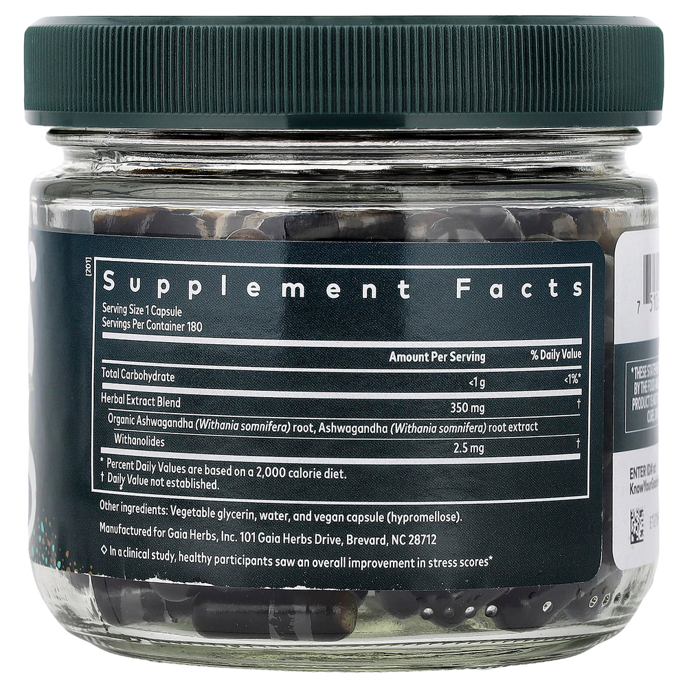 Gaia Herbs, корень ашваганды, 180 капсул Liquid Phyto-Caps