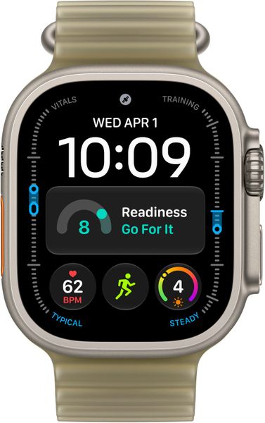 Умные часы Apple Watch Ultra 4 49 мм Natural Titanium Case with Ocean Band Полупрозрачный зеленый | Translucent Kelp