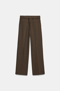 ZARA АТЛАСНЫЕ БРЮКИ СО СКЛАДКАМИ, КОРИЧНЕВЫЙ МЕЛАНЖ