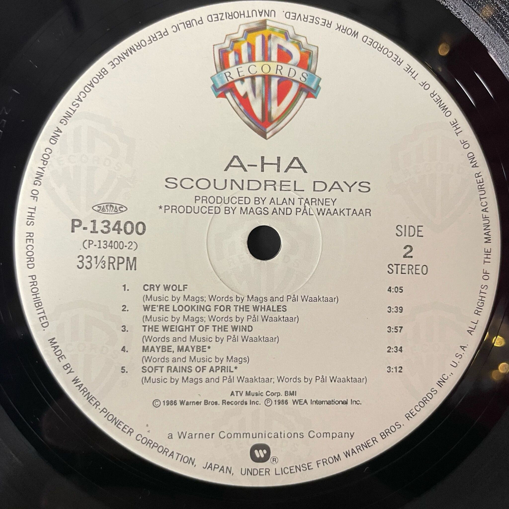Винтажная виниловая пластинка LP A Ha Scoundrel Days (Japan 1986) (Obi) Cry Wolf