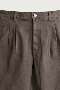 ZARA БРЮКИ RELAXED FIT С ЭФФЕКТОМ ПОТЕРТОСТИ И СКЛАДКАМИ, ТЕМНЫЙ РЫЖЕВАТО-КОРИЧНЕВЫЙ