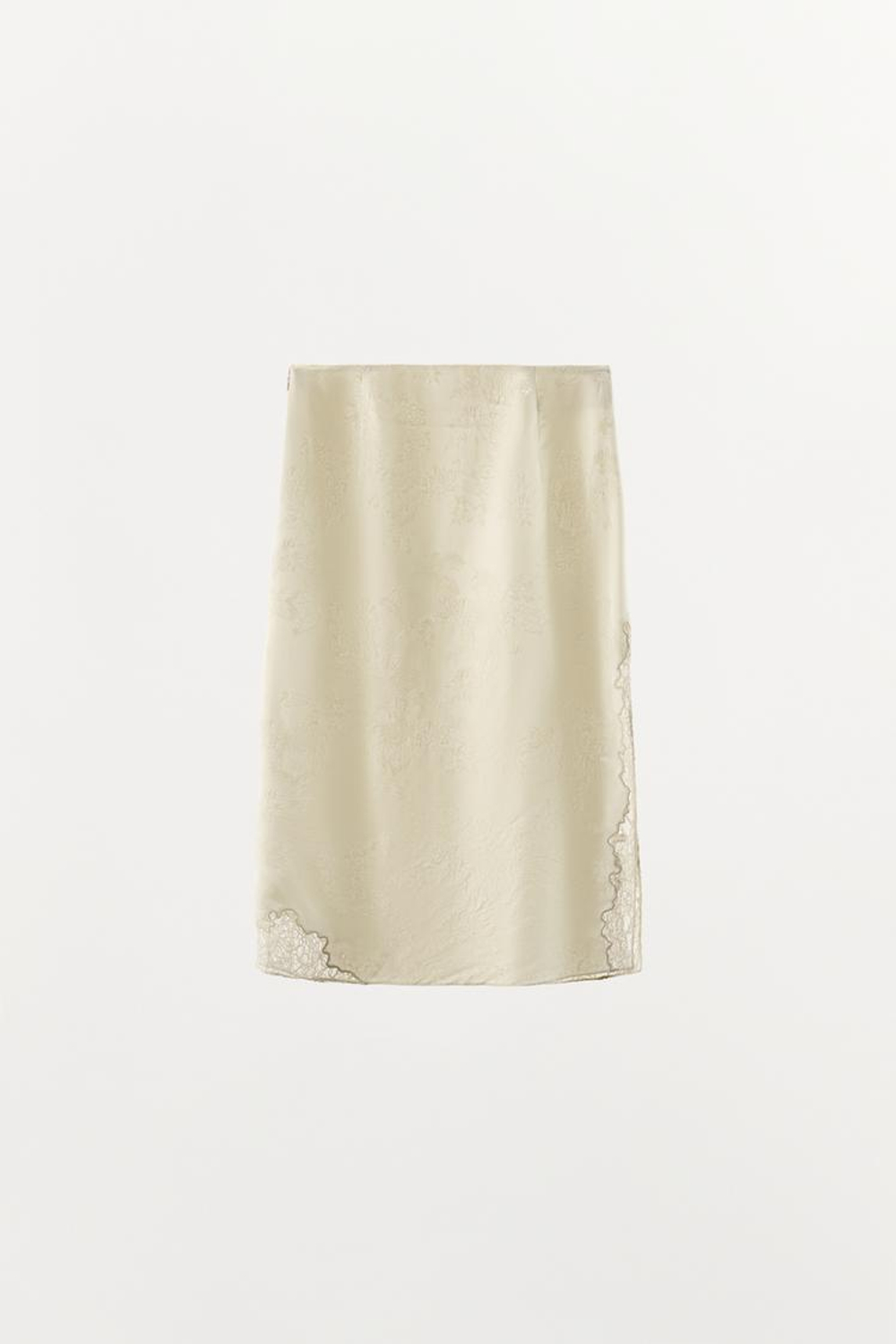 ZARA ЮБКА МИДИ С ЖАККАРДОВЫМ КРУЖЕВОМ, ЭКРЮ