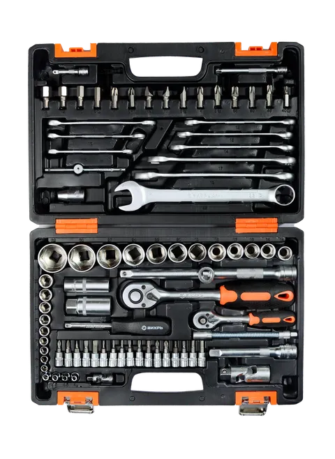 Набор инструментов АВТО, 1/2" , 1/4" , CrV, в кейсе 82 предм Вихрь