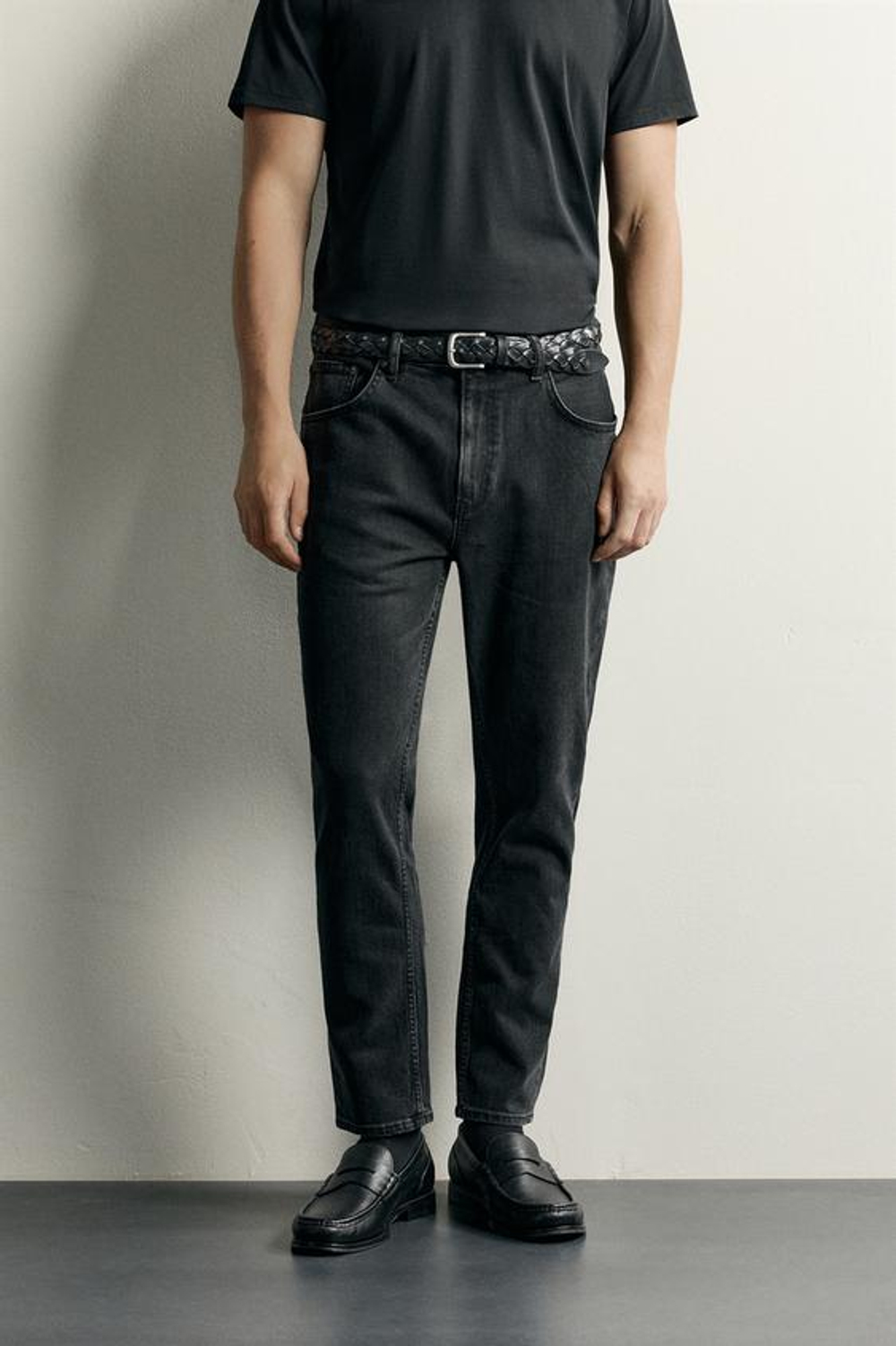ZARA БАЗОВЫЕ ДЖИНСЫ SLIM FIT, УГОЛЬНЫЙ