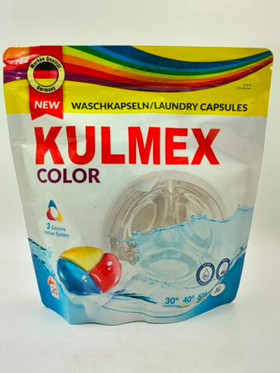 Капсулы для стирки Kulmex Сolor для цветных тканей с энзимами, 20 капсул (Германия)