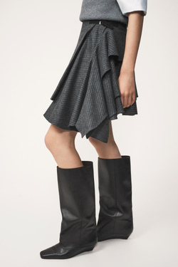 ZARA ЮБКА В ПОЛОСКУ С ШЕРСТЬЮ — THE ITEM, СЕРЫЙ
