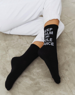 Носки женские высокие черные " KEEP CALM AND POLE DANCE "