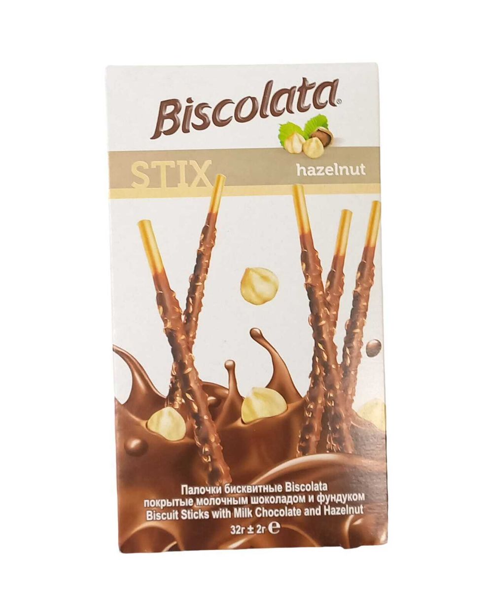 Палочки бисквитные Biscolata покрытые мол шок с кокосовой стружкой 32 г