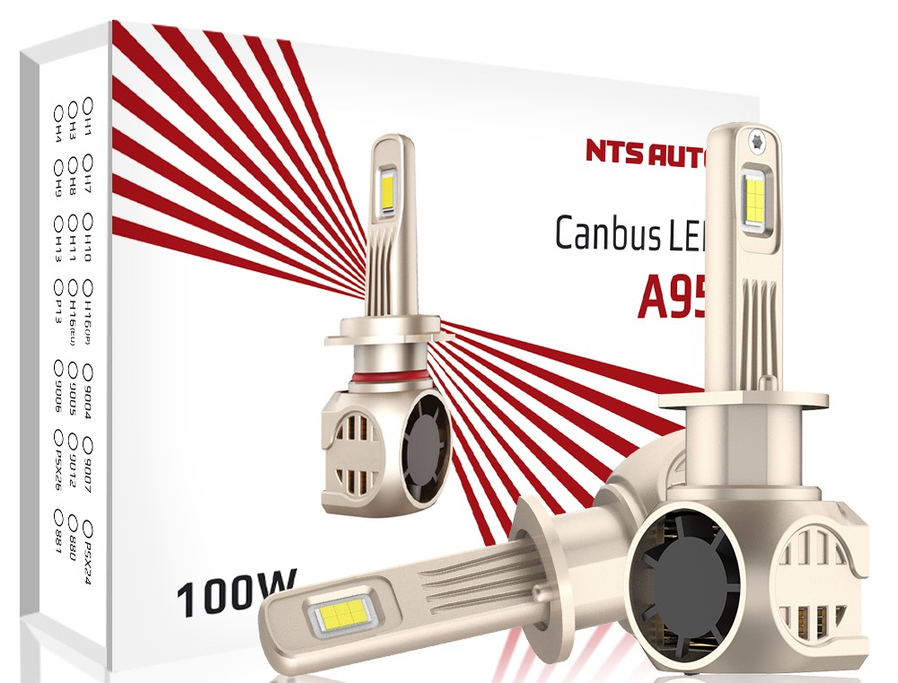 Автолампа LED Н 1 к-т NTS (вентилятор+радиатор) A95 100W CANBUS 4300K 5500Lm  (A95H1-4300K)