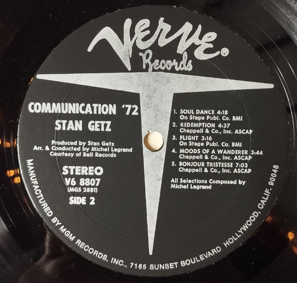 Винтажная виниловая пластинка LP Stan Getz Communications 72 (USA 1972)