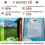 Пленка солнцезащитная зеркальная R BRONZE 10 LUXFIL, (на отрез)