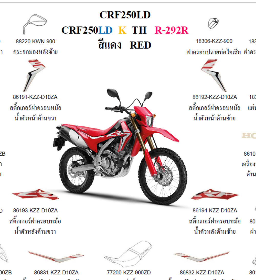 83501-KZZ-900ZB. COVER, R. SIDE R292 RED