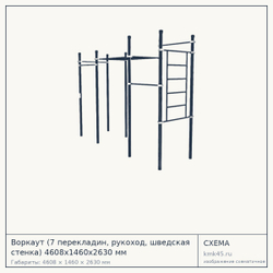 Воркаут (7 перекладин, рукоход, шведская стенка) 4608х1460х2630 мм — от 107 000 ₽