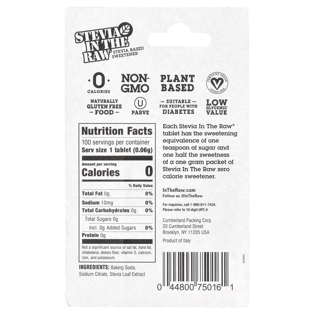 In the Raw, Stevia In The Raw®, подсластитель на основе стевии, 100 таблеток, 6 г (0,21 унции)