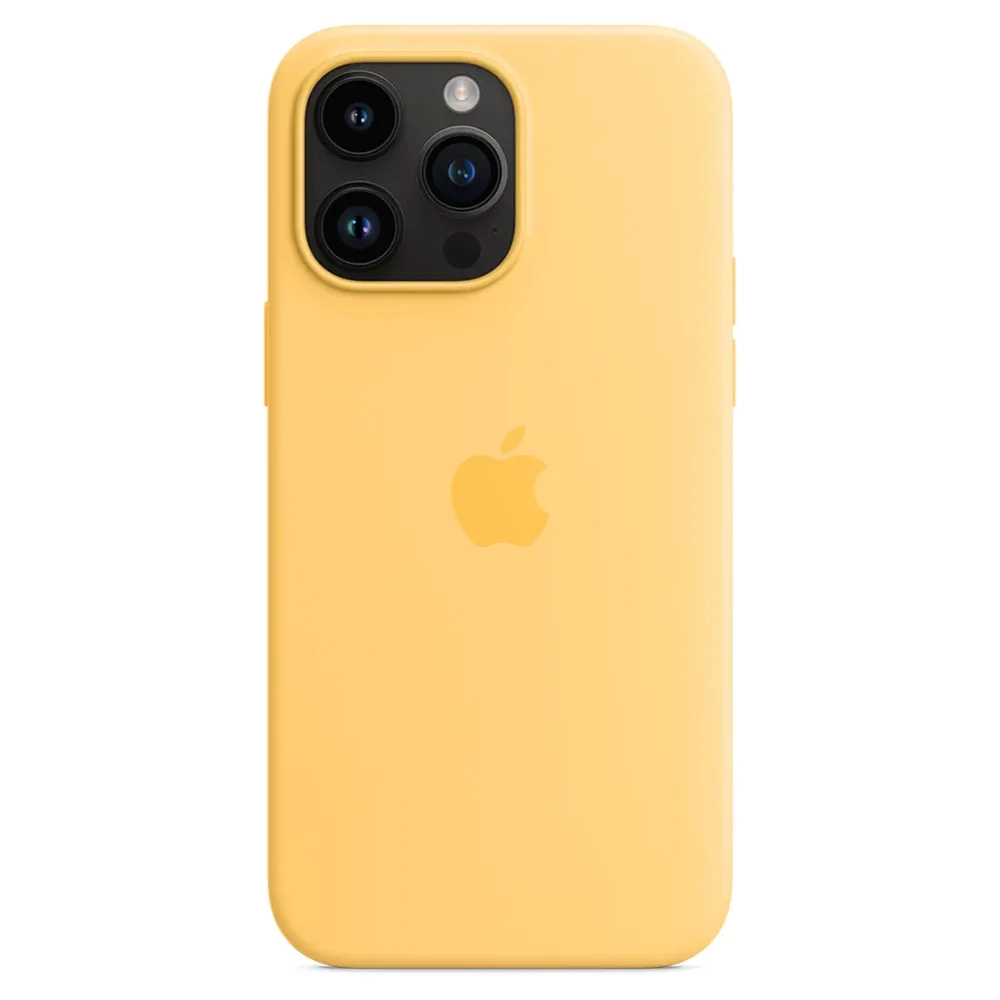 Силиконовый чехол с поддержкой MagSafe Apple Silicone Case для iPhone 14 Pro Max, Sunglow (Бледно-желтый)