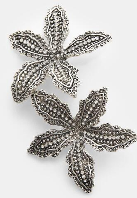 STRADIVARIUS Серьги с цветочными стразами, серый