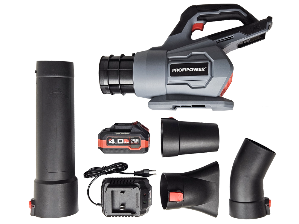 Аккумуляторная бесщеточная воздуходувка PROFIPOWER MKDUB-18V (Li-ion-1шт, 18В, 4.0Ач, З/У, в коробке) (E0228)