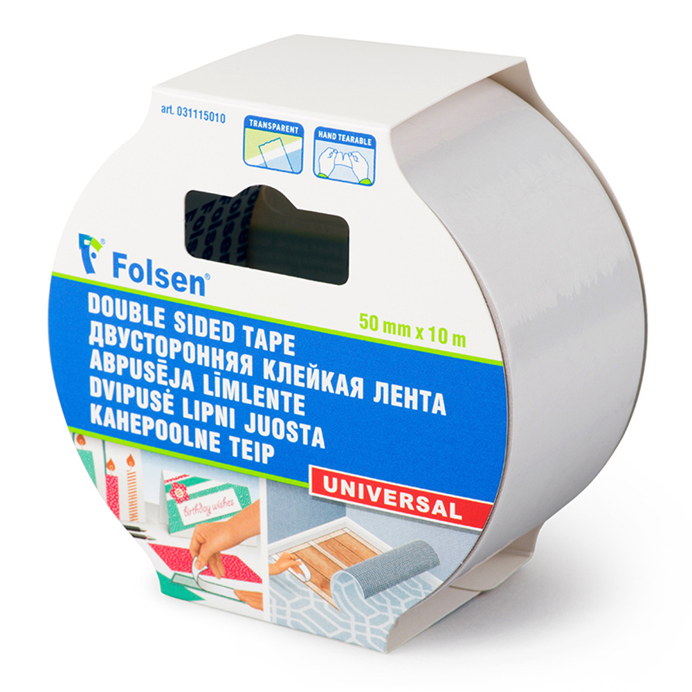 Двусторонняя лента на плёночной основе Folsen® 03111, прозрачная