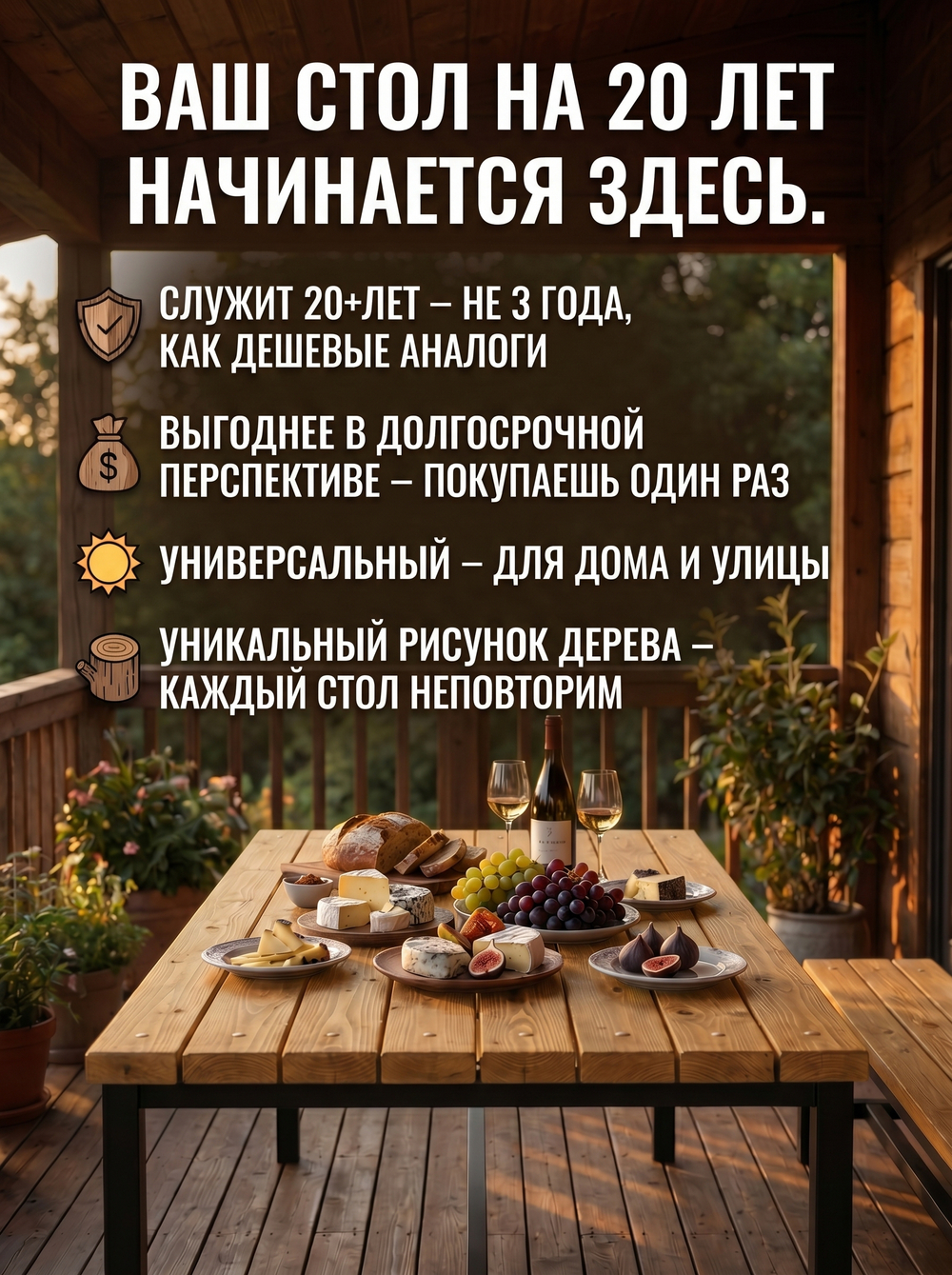 Стол садовый обеденный для дачи LACIO